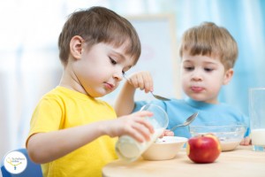 42593617 - children eating healthy food in kindergarten or nursery